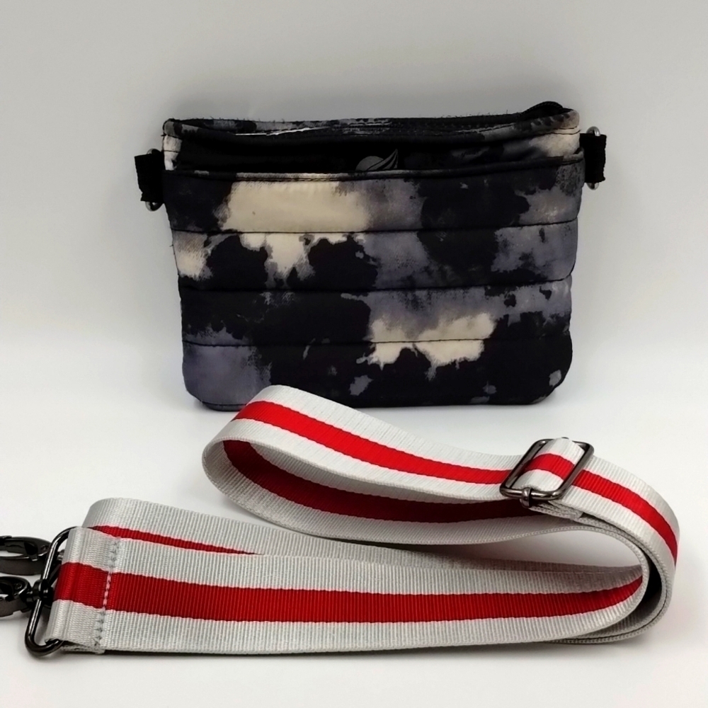 Think Royln bum bag crossbody purse wide strap black tie dyed small